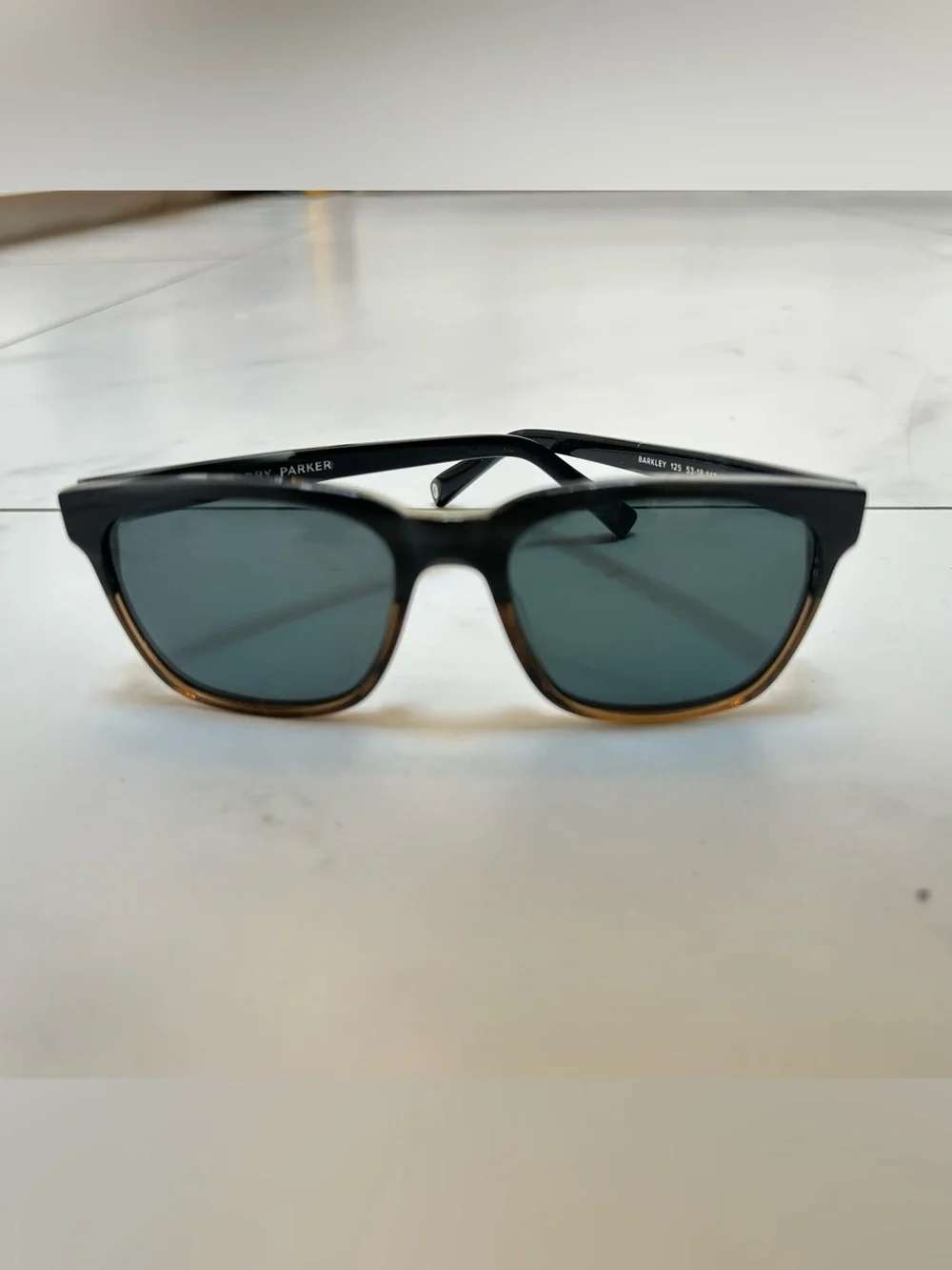Warby Parker Black and Brown Square Sunglasses with Black Lenses